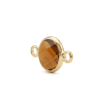 Brown Oval Crystal Connector - 9×17mm 18K Gold Plated - Image 2