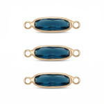 Blue Oval Crystal Connector - 6×22mm 18K Gold Plated