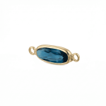 Blue Oval Crystal Connector - 6×22mm 18K Gold Plated - Image 2