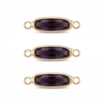 Violet Oval Crystal Connector - 6×22mm 18K Gold Plated