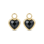 Black Heart Crystal Charm - 7×9mm 18K Gold Plated