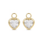 White Heart Crystal Charm - 7×9mm 18K Gold Plated