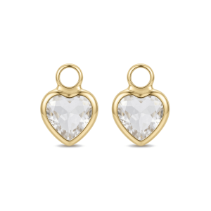 White Heart Crystal Charm – 7×9mm 18K Gold Plated