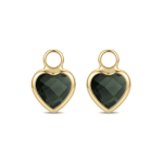 Smoky Heart Crystal Charm - 7×9mm 18K Gold Plated