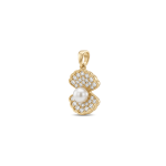 Pearl in Shell Pendant with CZ Stones - 12×21mm 18K Gold Plated - Image 2