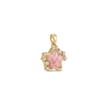 Pink Rose Star Crystal with CZ stones Pendant - 16×20mm 18K Gold Plated - Image 2