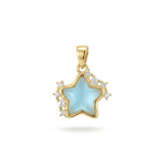 Blue Aqua Star Crystal with CZ Stones Pendant - 16×20mm 18K Gold Plated