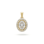 White Halo Style Crystal with Pave CZ Stones Pendant - 13×17mm 18K Gold Plated