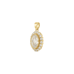 White Halo Style Crystal with Pave CZ Stones Pendant - 13×17mm 18K Gold Plated - Image 2