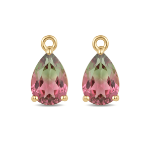 Pink Teardrop Gradiant Crystal Charm – 7×13mm 18K Gold Plated