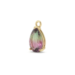 Pink Teardrop Gradiant Crystal Charm - 7×13mm 18K Gold Plated - Image 2