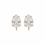 White Teardrop Crystal Earring Stud Connector - 8×15mm 18K Gold Plated - Image 2