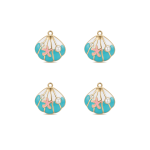 Blue|White Starfish Shell Enamel Charm - 20×21mm 18K Gold Plated