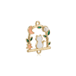 Multicolor Dreamy Garden Cat Enamel Charm - 23×28mm 18K Gold Plated - Image 2