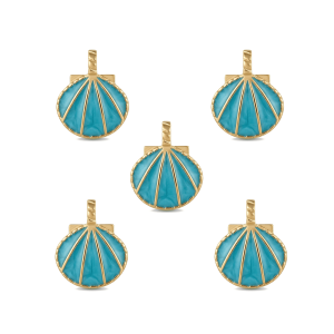 Blue Shell Enamel Pendant – 16×21mm 18K Gold Plated