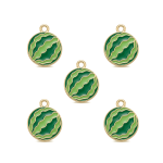 Green Watermelon Enamel Charm - 14×17mm Gold Plated