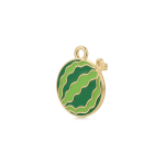 Green Watermelon Enamel Charm - 14×17mm Gold Plated - Image 2