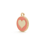 Peach|Cream Sweet Heart Enamel Charm - 16×19mm Gold Plated - Image 2