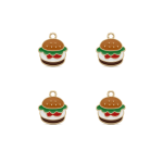 Multicolor Tasty Burger Enamel Charm - 15×17mm Gold Plated