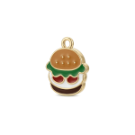 Multicolor Tasty Burger Enamel Charm - 15×17mm Gold Plated - Image 2