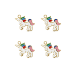 Multicolor Rainbow Unicorn Enamel Charm - 17×24mm Gold Plated