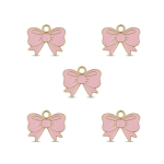 Pink Lovely Bow Enamel Charm - 14×18mm Gold Plated