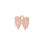 Pink Lovely Bow Enamel Charm - 14×18mm Gold Plated - Image 2