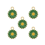 Green Fresh Flower Enamel Charm - 13×17mm Gold Plated