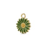 Green Fresh Flower Enamel Charm - 13×17mm Gold Plated - Image 2