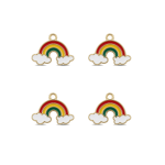 Multicolor Happy Rainbow Enamel Charm - 14×19mm Gold Plated