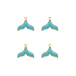 Blue Whale Tail Enamel Charm - 14×18mm Gold Plated