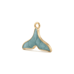 Blue Whale Tail Enamel Charm - 14×18mm Gold Plated - Image 2