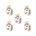 Pink Unicorn Enamel Charm - 10×15mm Gold Plated