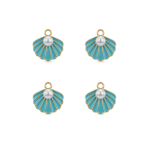 Pearl in Blue Shell Enamel Charm - 15×17mm 18K Gold Plated