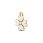 White Spring Clover Enamel Charm - 13×16mm Gold Plated - Image 2