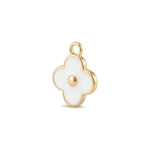 White Van Cleef Enamel Charm - 13×16mm Gold Plated - Image 2