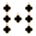Black Van Cleef Enamel Charm - 11×14mm Gold Plated