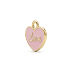 Pink Love Heart Enamel Charm - 11×12mm Gold Plated - Image 2