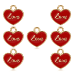 Red Love Heart Enamel Charm - 11×12mm Gold Plated