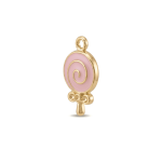 Pink Sweet Lollipop Enamel Charm - 10×18mm Gold Plated - Image 2