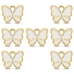 White Wings Butterfly Enamel Charm - 11×13mm Gold Plated