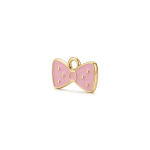 Pink Dotty Bow Enamel Charm - 7×12mm Gold Plated - Image 2