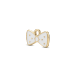 White Dotty Bow Enamel Charm - 7×12mm Gold Plated - Image 2