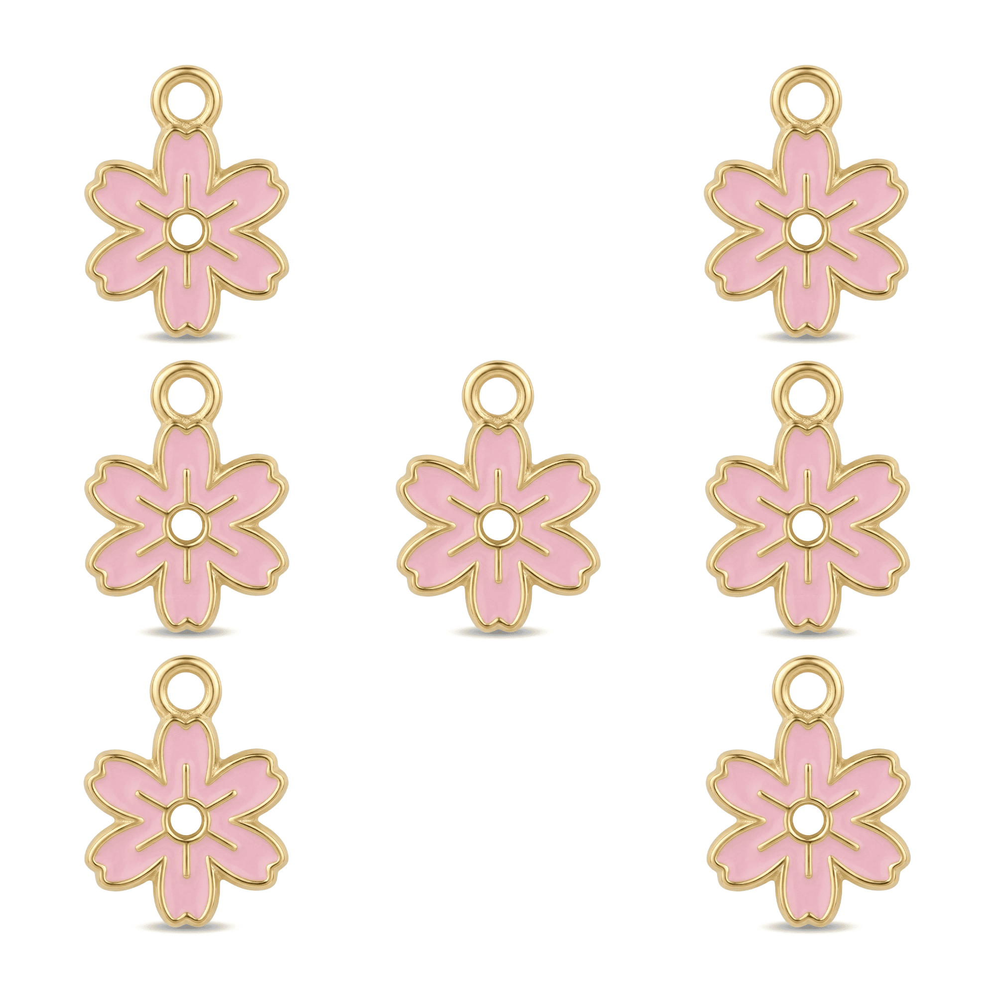 2788-1 Pink Blossom Flower Enamel Charm - 9×12mm Gold Plated - Image 1