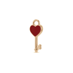 Red Love Key Enamel Charm - 7×16mm Gold Plated - Image 2