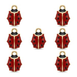 Red Lucky Ladybug Enamel Charm – 9×12mm Gold Plated