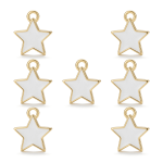 White Minimal Star Enamel Charm - 7×9mm Gold Plated
