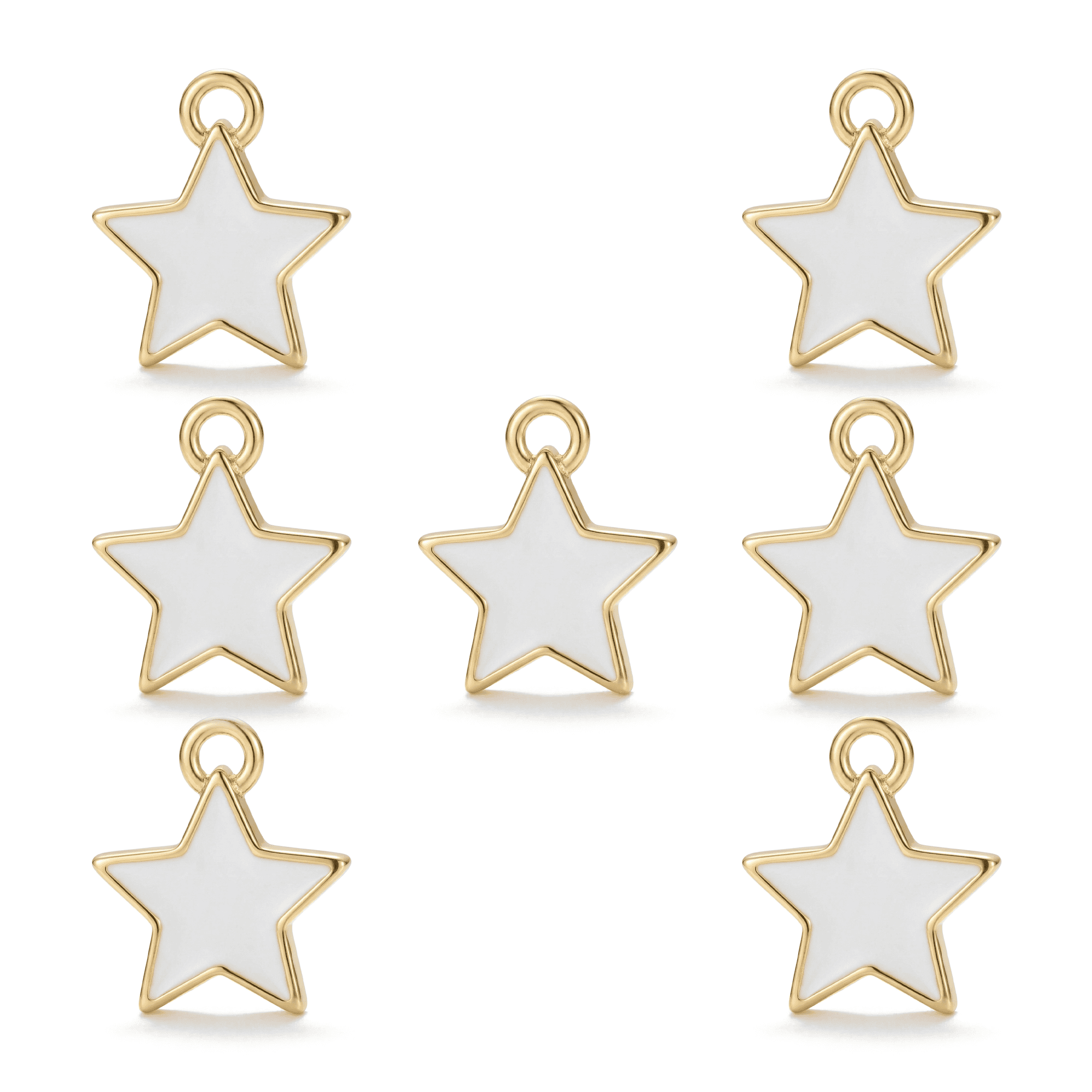 2794-1 White Minimal Star Enamel Charm - 7×9mm Gold Plated - Image 1
