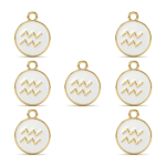 White Aquarius Zodiac Sign Enamel Charm - 12×15mm Gold Plated - Image 2