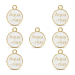 White Aquarius Zodiac Sign Enamel Charm - 12×15mm Gold Plated